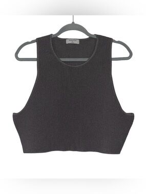 ARITZIA Babaton Charcoal Sculpted Ribbed Cropped Tank